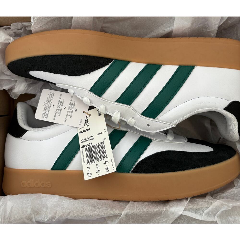Adidas Barreda White/Green Sneakers - Men’s Size 12.5 NWT